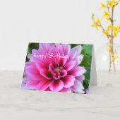 Birthday-kaart met roze en witte dahlia kaart (Gele Bloem)