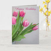 Birthday-kaart met roze tulp kaart (Gele Bloem)