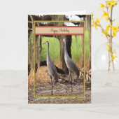 Birthday Kaart met Sand Hill Cranes (Gele Bloem)