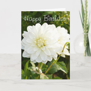 Birthday-kaart met witte dahlias kaart