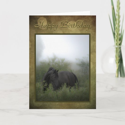 Birthday Kaart "Misty Black Horse" (Voorkant)