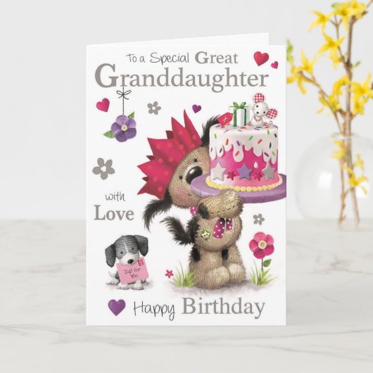 Birthday Kaart - naar een speciale grootdochter (Gele Bloem)