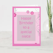 Birthday Kaart - Niece Pink Daisy (Voorkant)