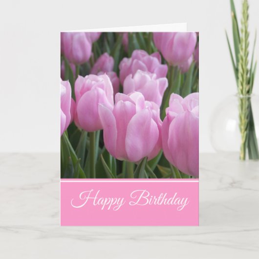 Birthday Kaart Pink Tulips (Voorkant)
