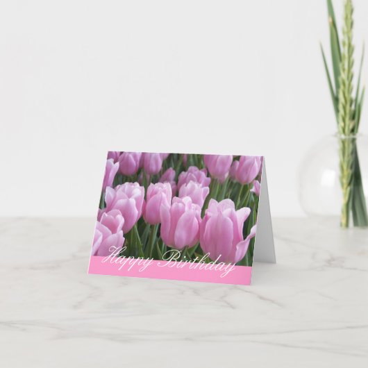 Birthday Kaart Pink Tulips (Voorkant)
