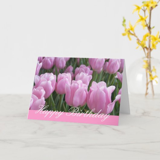 Birthday Kaart Pink Tulips (Gele Bloem)