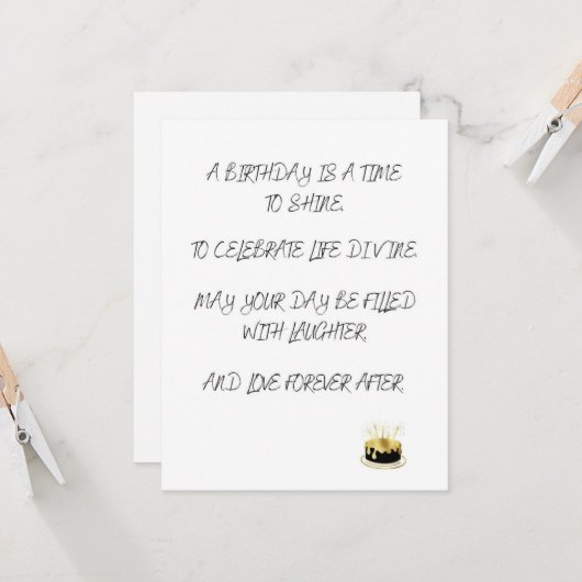 Birthday Kaart Poem (Voorkant / Achterkant in situ)