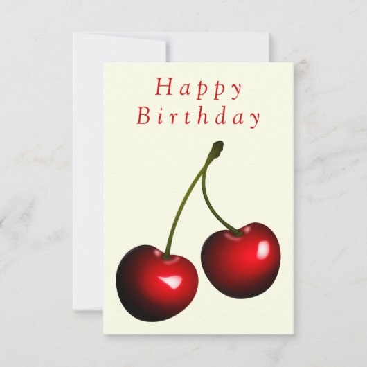 Birthday Kaart Red Sweet Cherry - Jouw tekst naam (Voorkant)