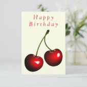 Birthday Kaart Red Sweet Cherry - Jouw tekst naam (Staand voorkant)