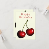 Birthday Kaart Red Sweet Cherry - Jouw tekst naam (Voorkant / Achterkant in situ)