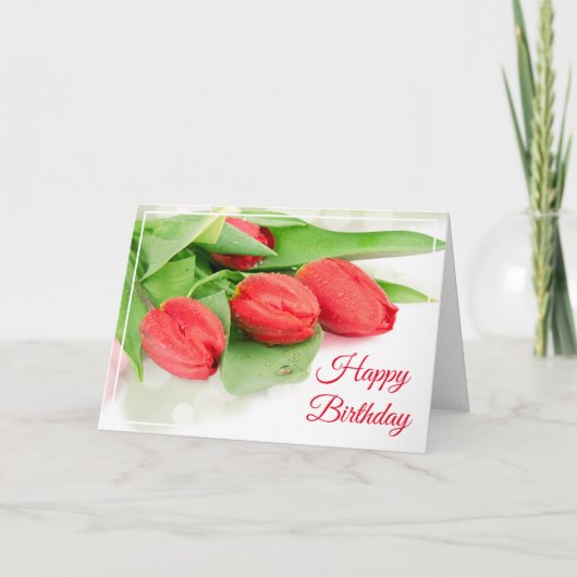 Birthday Kaart - Red Tulips (Voorkant)