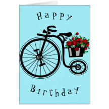 Birthday Kaart Romantic Flowers Bike - Love