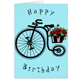 Birthday Kaart Romantic Flowers Bike - Love