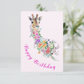Birthday Kaart Romantic Flowers Bouquet Giraffe (Staand voorkant)