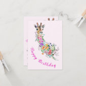 Birthday Kaart Romantic Flowers Bouquet Giraffe (Voorkant / Achterkant in situ)