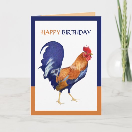 Birthday-kaart Rooster Border Kaart (Voorkant)