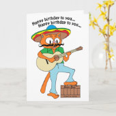 Birthday Kaart Singing Cartoon Fiesta Cat (Gele Bloem)