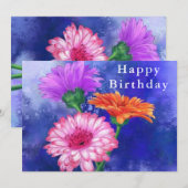 Birthday Kaart Three Color Gerberas (Voorkant / Achterkant)