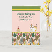 Birthday Kaart van Cat naar Pa (Gele Bloem)