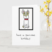 Birthday Kaart - van de Dog - Boston Terrier (Gele Bloem)