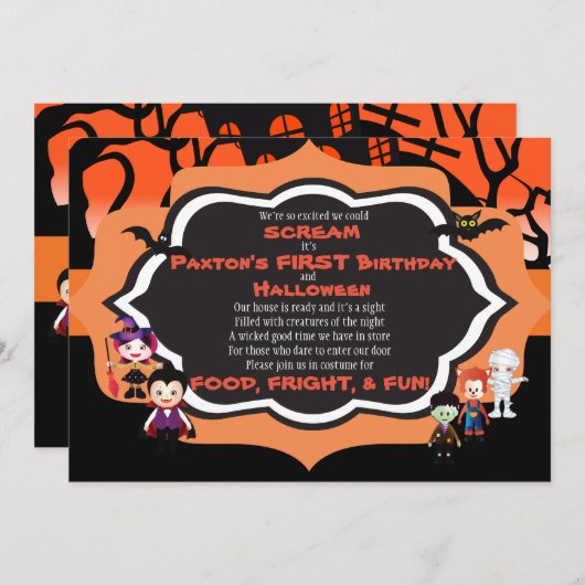 Birthday-kaart van het Kind van de uitnodiging van (Voorkant / Achterkant)