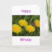 Birthday-kaart vier andelions kaart (Voorkant)