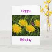 Birthday-kaart vier andelions kaart (Gele Bloem)