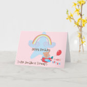 Birthday Kaart voor 5 jaar oud Beer in Plane (Gele Bloem)