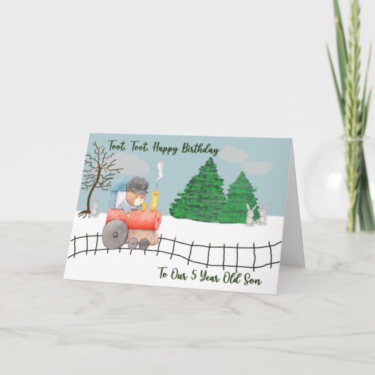 Birthday Kaart voor 5 jaar oude zoon met trein (Voorkant)