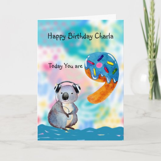 Birthday Kaart voor 9-jarig meisje (Voorkant)