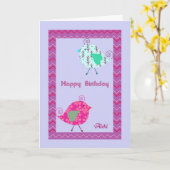 Birthday Kaart voor Aleki met Designer Birds (Gele Bloem)