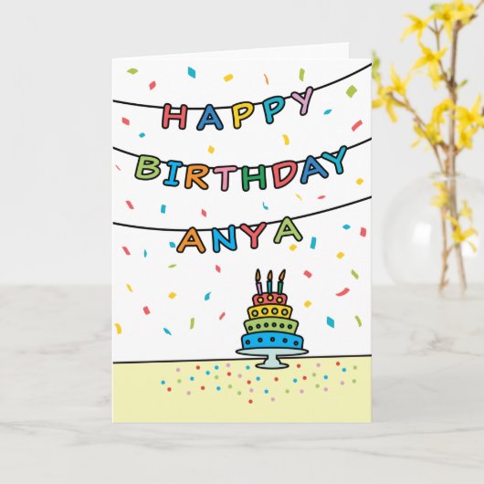 Birthday Kaart voor Anya (Gele Bloem)