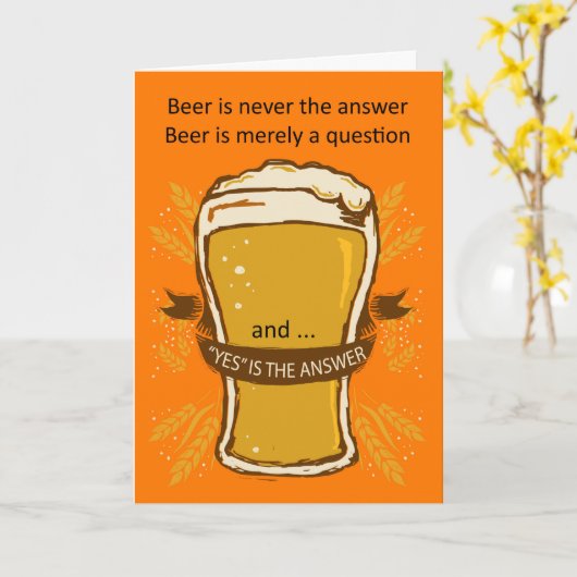 Birthday-kaart voor bier, Birthday-bier, Lads-kaar Kaart (Gele Bloem)