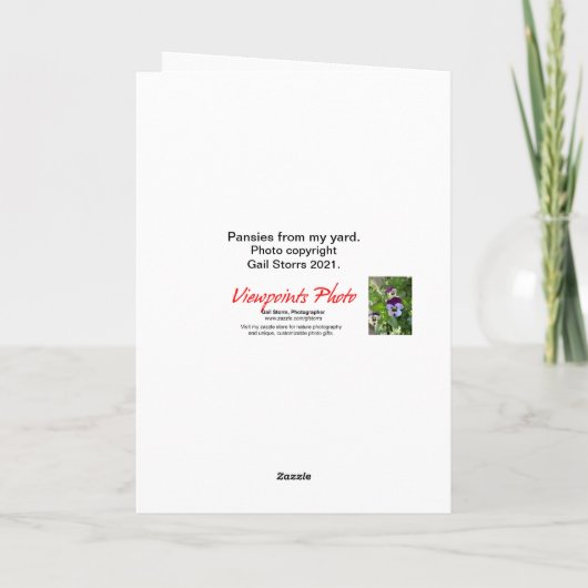 Birthday-kaart voor blauwe Pansies Kaart (Achterkant)