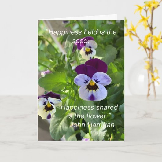 Birthday-kaart voor blauwe Pansies Kaart (Gele Bloem)