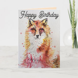 Birthday-kaart voor Cute Red Fox Waterverf Kaart