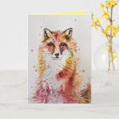 Birthday-kaart voor Cute Red Fox Waterverf Kaart (Gele Bloem)