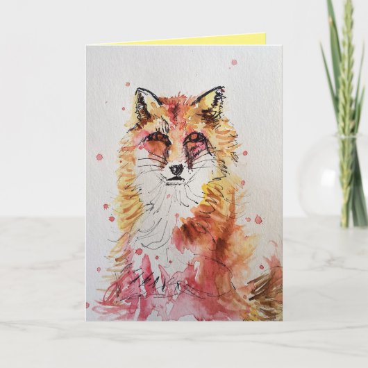 Birthday-kaart voor Cute Red Fox Waterverf Kaart (Voorkant)