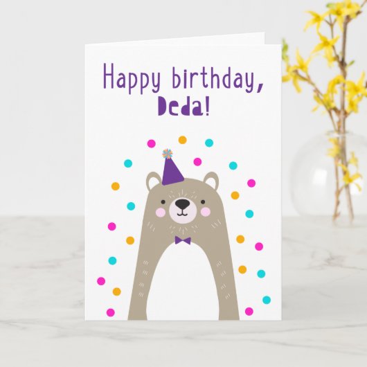 Birthday Kaart voor Deda (Gele Bloem)