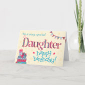  Birthday Kaart voor Dochter, Bunting, Gifts (Voorkant)
