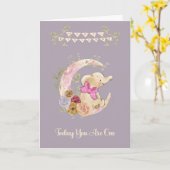 Birthday Kaart voor één jaar oud babymeisje (Gele Bloem)