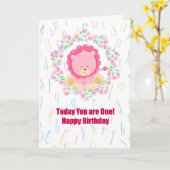 Birthday Kaart voor een kind van één jaar (Gele Bloem)