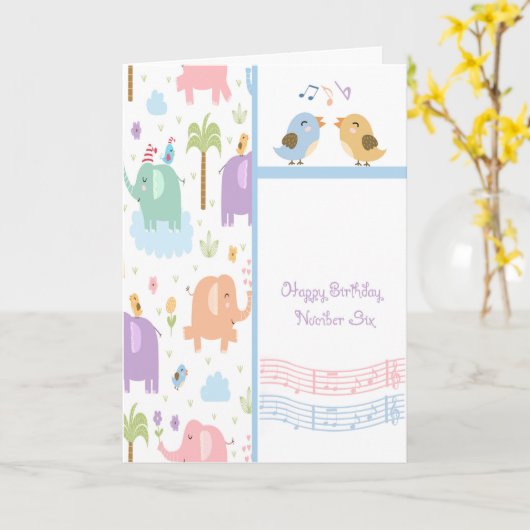 Birthday Kaart voor een kind van zes jaar (Gele Bloem)