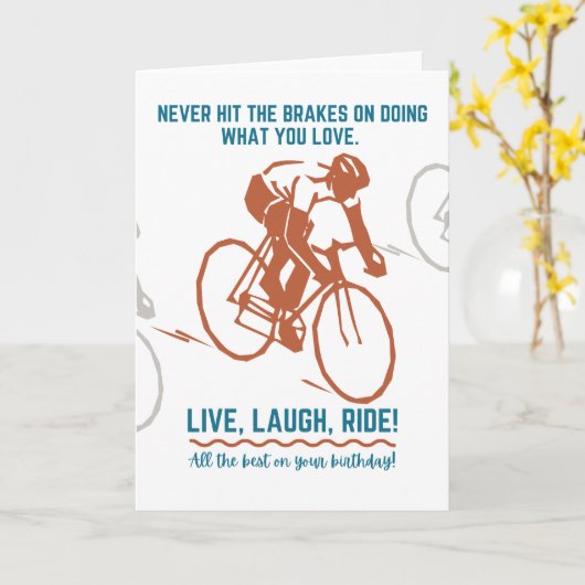 Birthday Kaart voor fietser, Bike Rider (Gele Bloem)