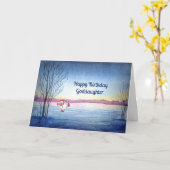 Birthday Kaart voor Goddochter met Snowman (Gele Bloem)