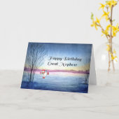 Birthday Kaart voor Great Nephew Winter Scene (Gele Bloem)