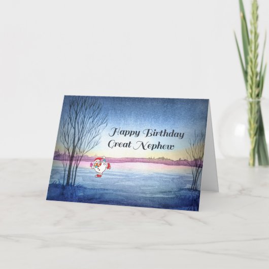 Birthday Kaart voor Great Nephew Winter Scene (Voorkant)