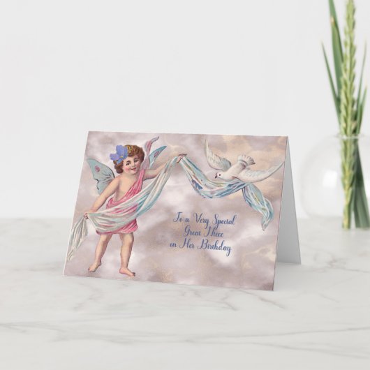  Birthday Kaart voor Great Niece met Angel (Voorkant)