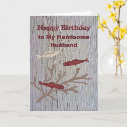 Birthday Kaart voor Husband die graag wil vissen (Gele Bloem)