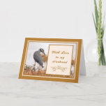 Birthday Kaart voor Husband Gold met Heron<br><div class="desc">Deze speciale kaart heeft een afbeelding van een Gele Crown Heron in een moerasgebied, dat wijst naar een doos op de voorkant van de kaart met de woorden "Met liefde voor mijn man". De belangrijkste kleuren van het ontwerp zijn donker goud en beige. Er is een grens rond de rand...</div>